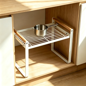 Estante de Almacenamiento de Cocina de Acero Inoxidable Blanco, Organizador de 2 Niveles para Condimentos y Utensilios de Cocina - Product Image 1