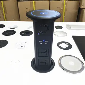 Universal power outlet Smart Lifting Fully Automatic hidden embedded kitchen desktop counter top tower wireless charger socket
