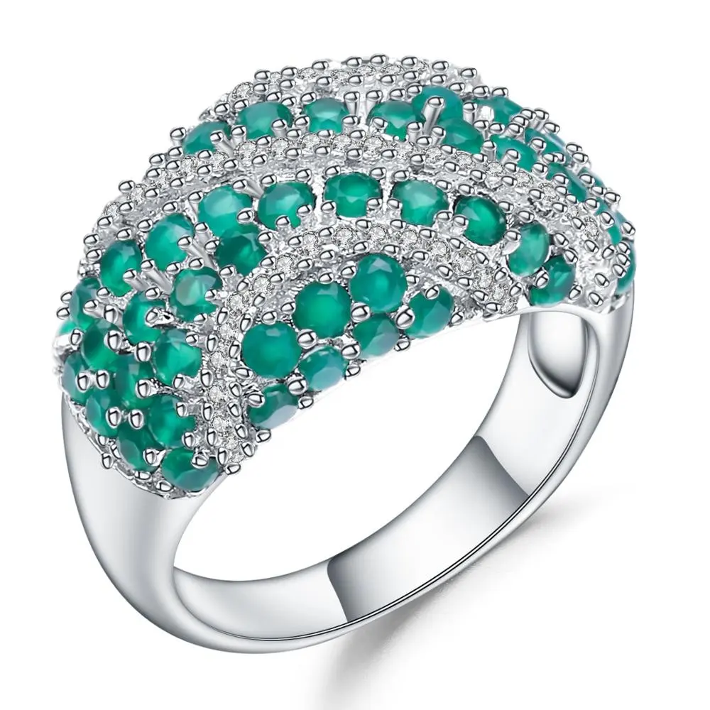 Женское Винтажное кольцо из серебра 925 пробы с натуральным зелёным агатом