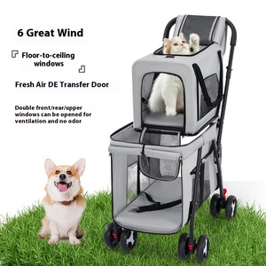 Carrito Distribuidor Cochecito Perro Gato Mascota con Transportador Desmontable <span class=keywords><strong>para</strong></span> 2 <span class=keywords><strong>Perros</strong></span> - Product Image 3