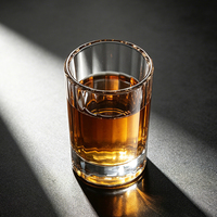 Verre à shot classique sans plomb de 45 ml (1,5 oz) avec base épaisse cannelée et design côtelé transparent, option de logo personnalisé pour les bars et les fêtes
