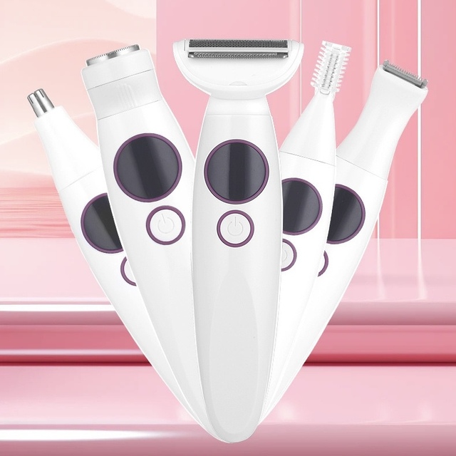 Wet Dry Electric Razor Shavers for Women 5 in 1 Electric Shaver Cordless Replaceable Facial Eyebrow Razors & Nose Hair Trimmer