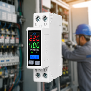 <span class=keywords><strong>Relais</strong></span> de protection de tension et de courant JIUJI 40A sur rail DIN, protection contre les surtensions et les sous-tensions 100 à 300V, 80 à 280V, avec fonction de temporisation à l'activation et de rappel d'alarme - Product Image 1