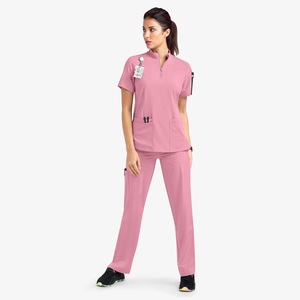<span class=keywords><strong>Uniformes</strong></span> de Enfermería de Mezclilla con Cierre de Manga Corta de Estilo Europeo Americano <span class=keywords><strong>para</strong></span> Salón de Belleza, Hospital y Ocio - Product Image 3