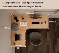 Bureau d'angle ergonomique en L, électrique, réglable en hauteur, motorisé, assis-debout, avec plateau en bois, poste de travail d'angle