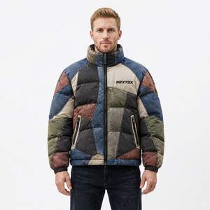 Men's Mix Color Puffer <b>Jacket</b> Windproof Polyester Winter Casual <b>Thick</b> Zipper Puffer <b>Jacket</b> For Man - Product Image 1
