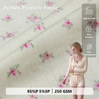 Tissu jacquard côtelé à pointelle imprimé de petits motifs floraux jaunes en maille 95% polyester 5% élasthanne OEKO-TEX pour vêtements de détente et pyjamas