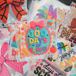 Transferencia Térmica DTF de Chenilla con Letras de 100 Días de Clases, Diseño de Verano, para Camisetas, Ideal para Profesores de Fútbol - Product Image 2