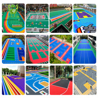 Revêtement de sol modulaire auto-drainant en PP amovible pour terrains de basketball, dalles sportives pour zones d'activités extérieures