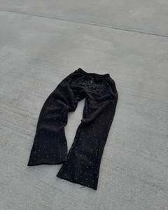 All'ingrosso personalizzato di alta qualità Streetwear cotone pietra lavato ricamo svasato strass <span class=keywords><strong>pantaloni</strong></span> della <span class=keywords><strong>tuta</strong></span> per gli uomini - Product Image 2
