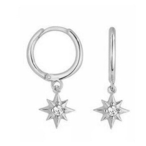 Boucles d'oreilles créoles ROXI Fashion plaquées or 18 carats en argent sterling 925 avec pendentif étoile - Product Image 2