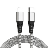 Kabel data desain transparan Usb C kabel pengisi daya Cepat 20W untuk iPhone