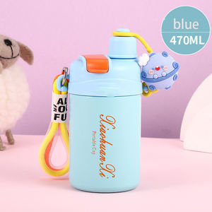 Bouteille isotherme en acier inoxydable à double paroi, étanche, avec paille et sangle, motif dessin animé, idéale comme cadeau - Product Image 6