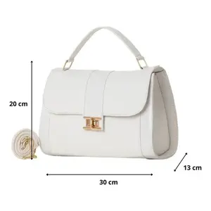 Bolso de Mano para Mujer Fana Clara M3859, Blanco, de Cuero Patentado, con Cierre de Giro, para Bodas - Product Image 3