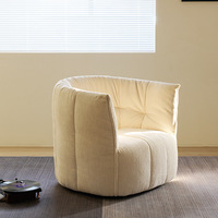 Fauteuil moderne italien minimaliste en métal, une place, revêtement en tissu Brigandine couleur crème, pour salon, chaise longue, maison