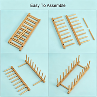 Égouttoir de rangement en bambou pour assiettes, bols, tasses, livres, couvercles de casseroles, planches à découper, support de séchage, organisateur pour armoire de cuisine