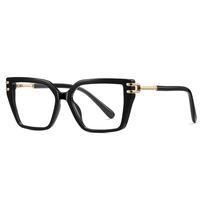 Lunettes anti-lumière bleue tendance pour femmes MS 82299, monture carrée géométrique dégradée, accent métallique élégant, usage quotidien
