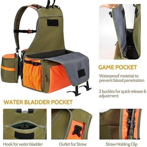 Gilet de chasse extérieur kaki taille unique en tissu Oxford, gilet tactique pour le camping et la pêche - Product Image 4