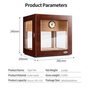 Humidor à cigares en <span class=keywords><strong>bois</strong></span> de cèdre naturel laqué, design classique portable, anti-humidité, écologique, avec hygromètre et clé - Meilleures ventes - Product Image 3