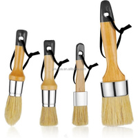 Lot de 5 pinceaux ronds à poils naturels pour craie de cire, pochoirs de peinture, pour cirage de meubles, décoration intérieure, bricolage, artisanat artistique, création de graffitis