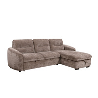 Canapé-lit en velours deux places en forme de L, design européen OEM Tianhang, avec rangement, mécanisme réglable, pieds en plastique, pour salon