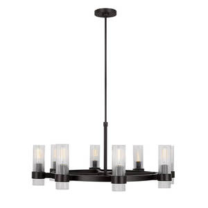 Lustre rond en fer et verre de style rétro américain, simple, luxueux, pour hôtel, club, salon, 33 pouces - Product Image 3