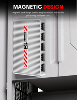 Hub divisor de ventiladores PWM upHere, controlador ARGB de 10 puertos y 5V 3Pin para ventiladores de caja de ordenador, alimentación SATA, base magnética, organizador de cables