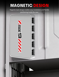 Hub de distribution de ventilateurs PWM upHere, contrôleur ARGB 10 ports 5V 3 broches pour ventilateurs de boîtier d'ordinateur, alimentation SATA, base magnétique, gestion des câbles - Product Image 4