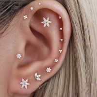 Anting Hidung ASTM 36 Gold Labret Mewah, Anting Labret Berulir Internal, Anting Stud untuk Tindik Perut, Perhiasan Labret untuk Wanita