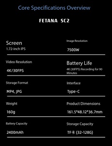 Caméra portable 4K CMOS avec stabilisateur, 75MP, pour vlogging et sport, caméscope numérique haute définition avec suivi IA et embellissement intelligent - Product Image 6