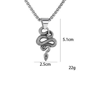 2025 Retro Hip Hop Animal Jewelry Hombres Mujeres Cadena de acero inoxidable Collar con colgante de serpiente - Product Image 5