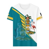 T-shirt Athlétique Homme Grande Taille à Manches Courtes en Polyester à Prix Bas, Impression Personnalisée avec Motif Drapeau des Bahamas