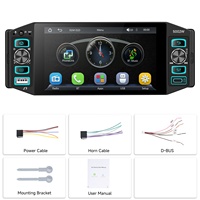 Podofo Radio MP5 para Auto de 1 Din con Pantalla Táctil Incell de 5 Pulgadas, Estéreo, CarPlay/Android Auto Inalámbrico, Perilla Frontal, Tipo C, USB, FM/RDS, OEM, CE y RoHS