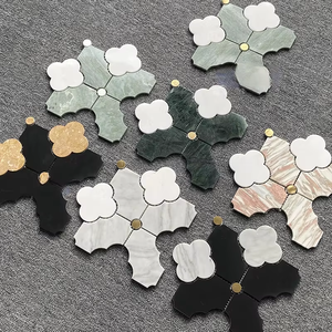 Mosaik Batu Alam Rosano Novgia Marmer Kristal Putih Kuningan Berlapis Marmer Desain Ubin Mosaik Waterjet untuk Dinding dan Lantai - Product Image 2