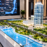 Maquette architecturale personnalisée de bâtiment immobilier avec éclairage LED, modèle de présentation paysagère pour les développeurs