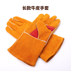 Guantes de soldadura, guantes para soldador, hechos de cuero vacuno, resistentes al calor, ignífugos, resistentes al desgaste, engrosados, suaves, cortos y - Product Image 4