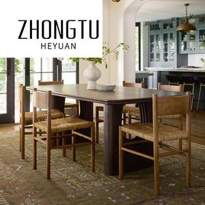 Hiện đại cổ điển Mộc mạc tối giản gỗ sồi rắn bàn ăn đồ nội thất phòng ăn hình chữ nhật bàn đặt 6 8 Ghế bàn ăn - Product Image 2