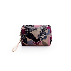 Pochette de maquillage florale brodée de perles et de paillettes 11x8x20cm pour femmes, pochette de rangement cosmétique - Product Image 2