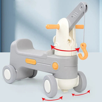 Cheval à bascule 2-en-1 pour enfants, véhicule d'ingénierie multifonctionnel avec base amovible, transformable en voiture grue coulissante et véhicule à bascule