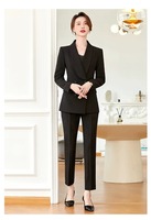 Ensemble de costumes professionnels pour femmes noires - Viscose/Polyester coupe-vent et imperméable, vêtements de travail professionnels pour les entretiens