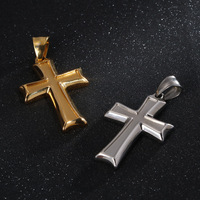 Pendentif Croix en Acier Inoxydable Plaqué Or 33x29x3mm, Breloque Religieuse Tendance pour Collier DIY, Mariages Personnalisés