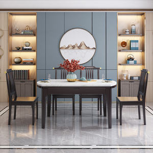 Table à manger rectangulaire extensible en chêne moderne, nouvelle vente chaude, pour maison de campagne, <span class=keywords><strong>appartement</strong></span>, hôtel, école, atelier - Product Image 4