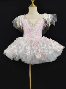 2025 popüler bale dans puf kollu çiçek Sequins balerin parlak kabarık etek performans kostüm kızlar için uygulama - Product Image 2