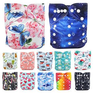 4 <strong>Pack</strong> single printed reusable baby <strong>diapers</strong> <strong>washable</strong> <strong>diapers</strong> soft <strong>washable</strong> covers size adjustable // - Product Image 5
