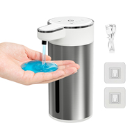Distributeur automatique de savon commercial en acier inoxydable, 4 vitesses réglables, affichage LED, 400 ml, pour hôtel, toilettes, salle de bain
