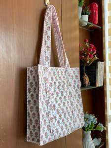 Bolsa de Mano de Algodón con Estampado Artesanal Vintage de la India, con Cierre de Cremallera, para Mujer, para Compras, Regalo de Cumpleaños, Primavera, Verano, Invierno - Product Image 3