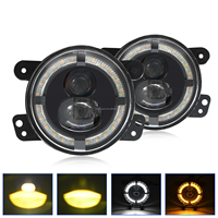 HYNBYZJ Lampe de travail de haute qualité 4iinch Led antibrouillard C0B Dual Color DRL Turn Sighnal Driving Fog Light pour voiture universelle