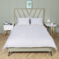 Ensemble de linge de lit en bambou Ensemble de draps de lit rayés avec design latéral AB Literie de luxe soyeuse et douce 300TC 100% Viscose de bambou biologique