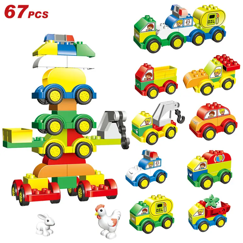 67PCS Kids Classic Big Building Blocks Compatible with All Major Brands STEM Toy Building Block Toy Cars Set Bricks for Children