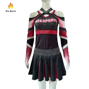 Ace Sports All Star Custom Child Cheerleader Uniforms Cheer uniforms With AB Rhinestones Cheer Uniforms Supplier